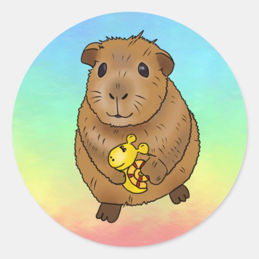 Meerschweinchen mit Schnecke Ronde Sticker (Voorkant)