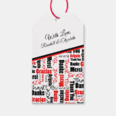 Meertalig bedankt Rode Zwarte Typografie Cadeaulabel (Voorkant)