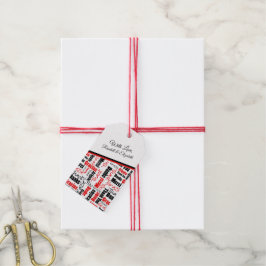 Meertalig bedankt Rode Zwarte Typografie Cadeaulabel