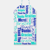 Meertalig bedankt Typografie Blue Word Cloud Cadeaulabel (Achterkant)