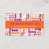 Meertalig bedankt Typografie Loyalty Punch Visitekaartje (Voorkant)