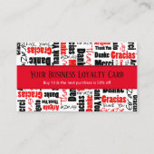 Meertalig bedankt Typografie Loyalty Punch Visitekaartje (Voorkant)