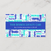 Meertalig bedankt Typografie Loyalty Punch Visitekaartje (Voorkant)