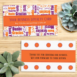 Meertalig bedankt Typografie Loyalty Punch Visitekaartje