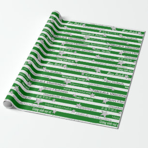 Meertalig Kerst Groene Streep Wrapping Papier