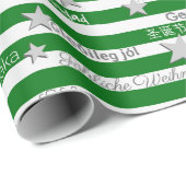 Meertalig Kerst Groene Streep Wrapping Papier (Rol Hoek)