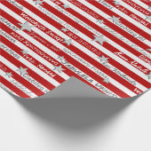 Meertalig kerstpapier met rode streep cadeaupapier (Hoek)