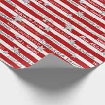 Meertalig kerstpapier met rode streep