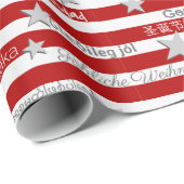 Meertalig kerstpapier met rode streep cadeaupapier (Rol Hoek)