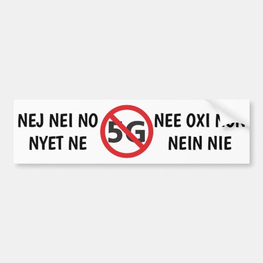 Meertalig nummer tot 5G bumpersticker (Voorkant)