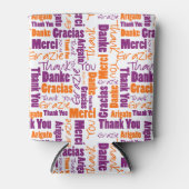 Meertalig Paars Sinaasappel Dank u wel Typografie Blikjeskoeler (Voorkant)