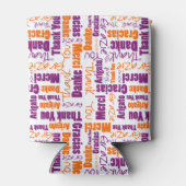 Meertalig Paars Sinaasappel Dank u wel Typografie Blikjeskoeler (Achterkant)