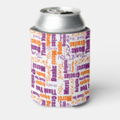 Meertalig Paars Sinaasappel Dank u wel Typografie Blikjeskoeler (Blikje Achterkant)