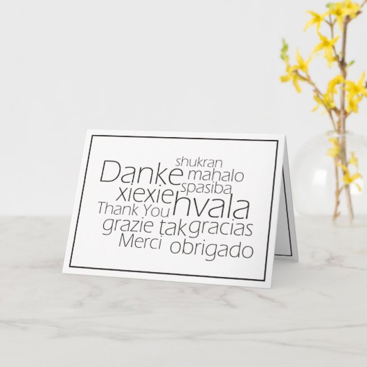 Meertalige bedankkaart kaart (Gele Bloem)