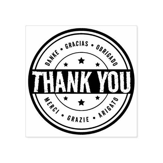 Meertalige bedankt, aangepaste zaken en site, rubberstempel (Afrduk)