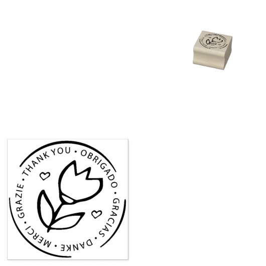 Meertalige bedankt, kleine zakelijke kutser rubberstempel (Gestempeld)