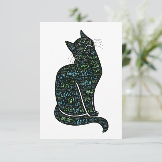 Meertalige Cat Note Kaarten (Staand voorkant)
