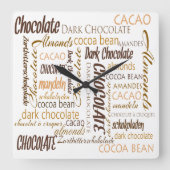 Meertalige chocolade-typografie Word Collage Vierkante Klok (Voorkant)