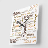 Meertalige chocolade-typografie Word Collage Vierkante Klok (Hoek)