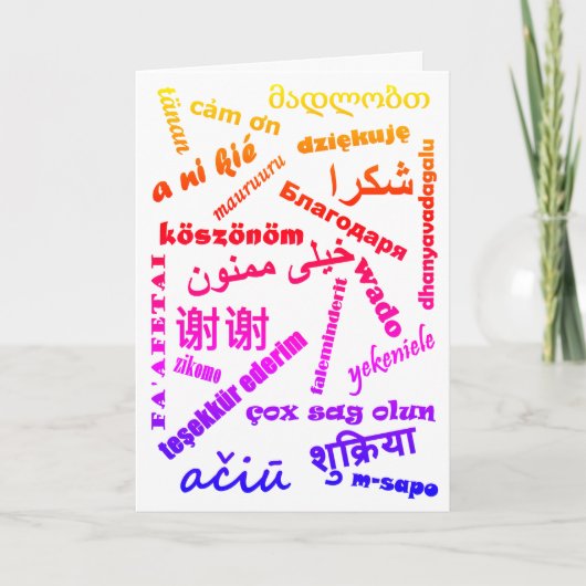 Meertalige dank U hebt talen ombré kleurrijk Kaart (Voorkant)