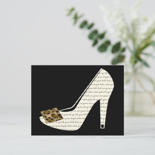 Meertalige Dank u Leopard Print Schoen Briefkaart (Staand voorkant)