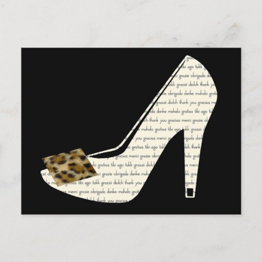 Meertalige Dank u Leopard Print Schoen Briefkaart (Voorkant)