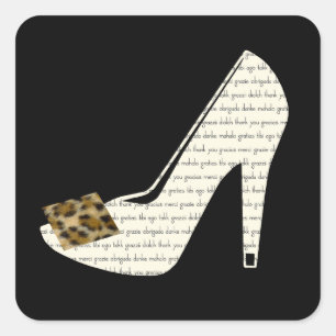 Meertalige Dank u Leopard Print Schoen Stickers