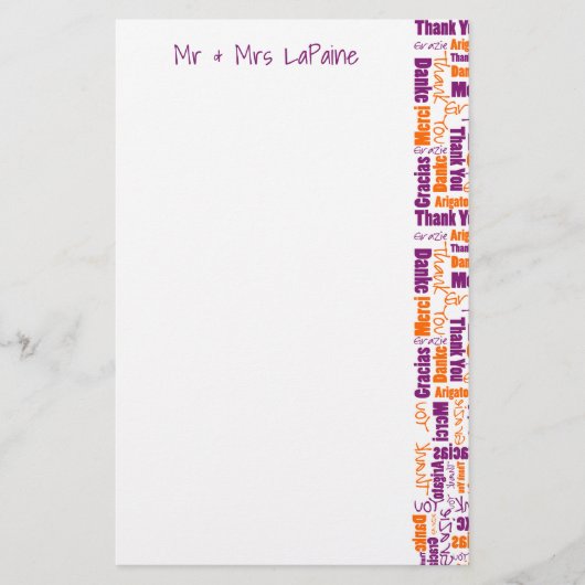 Meertalige Dank u Typografie Collage Wedding Briefpapier (Voorkant)