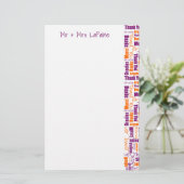Meertalige Dank u Typografie Collage Wedding Briefpapier (Staand voorkant)