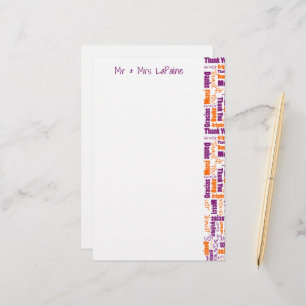 Meertalige Dank u Typografie Collage Wedding Briefpapier