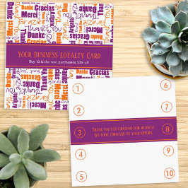 Meertalige dankjewel Business Loyalty Punch Vierkante Visitekaartje