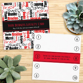 Meertalige dankjewel Business Loyalty Punch Vierkante Visitekaartje