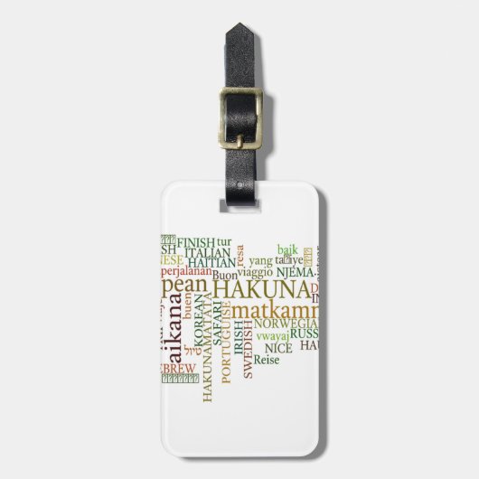 Meertalige Hakuna Matata Global Word Cloud Art Bagagelabel (Voorkant verticaal)