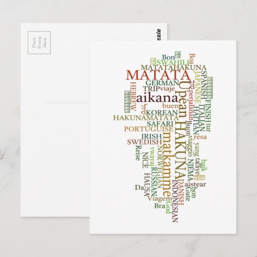 Meertalige Hakuna Matata Global Word Cloud Art Briefkaart (Voorkant / Achterkant)