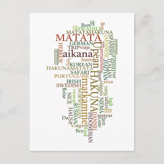 Meertalige Hakuna Matata Global Word Cloud Art Briefkaart (Voorkant)