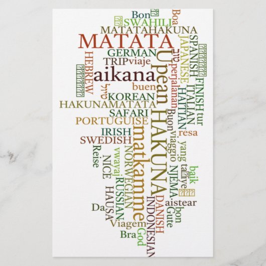 Meertalige Hakuna Matata Global Word Cloud Art Briefpapier (Voorkant)