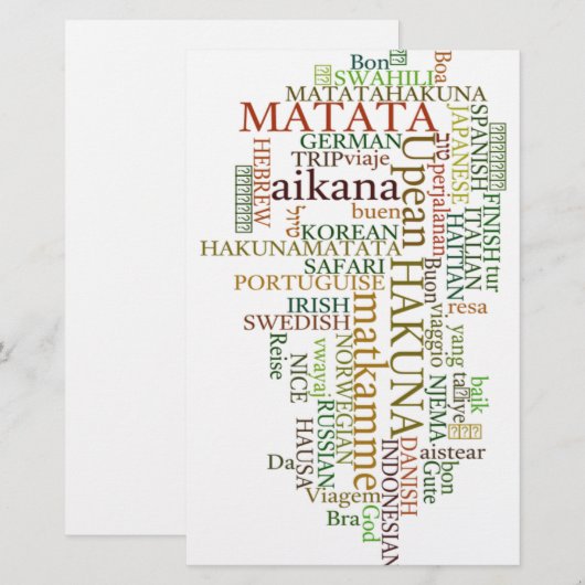 Meertalige Hakuna Matata Global Word Cloud Art Briefpapier (Voorkant / Achterkant)