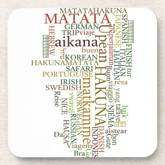 Meertalige Hakuna Matata Global Word Cloud Art Drankjes Onderzetter (Voorkant)