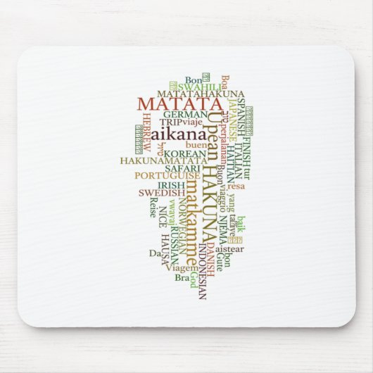 Meertalige Hakuna Matata Global Word Cloud Art Muismat (Voorkant)