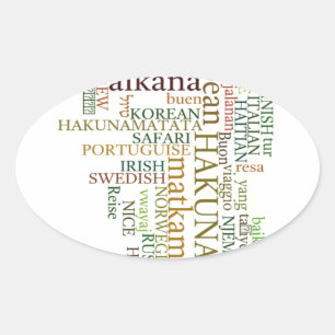 Meertalige Hakuna Matata Global Word Cloud Art Ovale Sticker