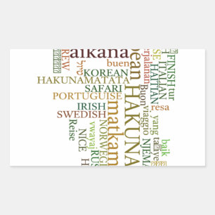 Meertalige Hakuna Matata Global Word Cloud Art Rechthoekige Sticker