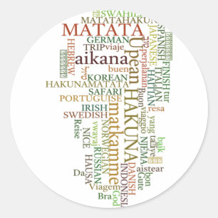 Meertalige Hakuna Matata Global Word Cloud Art Ronde Sticker