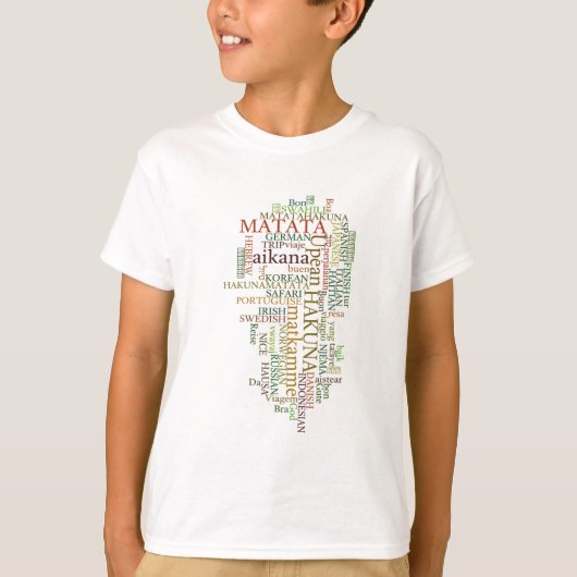 Meertalige Hakuna Matata Global Word Cloud Art T-shirt (Voorkant)