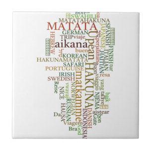 Meertalige Hakuna Matata Global Word Cloud Art Tegeltje