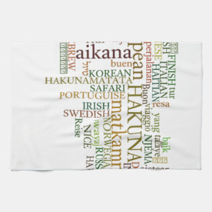 Meertalige Hakuna Matata Global Word Cloud Art Theedoek