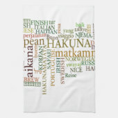 Meertalige Hakuna Matata Global Word Cloud Art Theedoek (Verticaal)