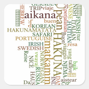 Meertalige Hakuna Matata Global Word Cloud Art Vierkante Sticker
