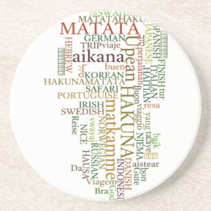 Meertalige Hakuna Matata Global Word Cloud Art Zandsteen Onderzetter