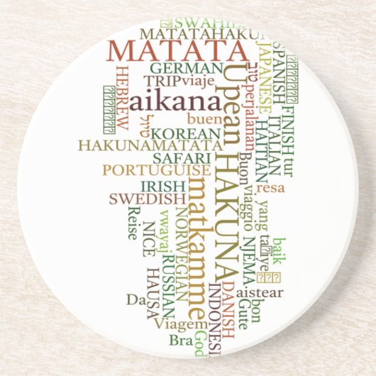 Meertalige Hakuna Matata Global Word Cloud Art Zandsteen Onderzetter (Voorkant)