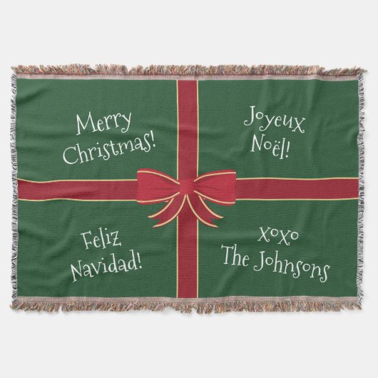 Meertalige kerst rood en groen deken (Voorkant)